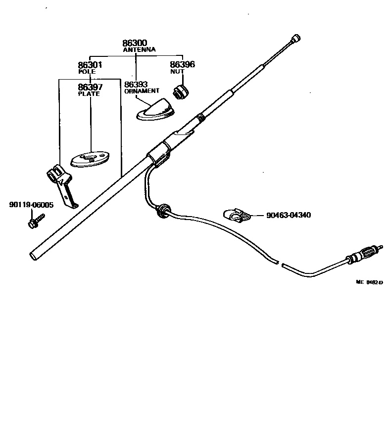 Toyota COROLLA antenna EPC diagram — ME8482D