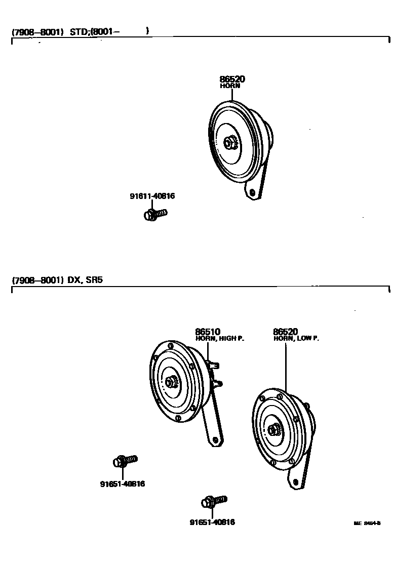 Toyota COROLLA 喇叭 EPC diagram — ME8454B