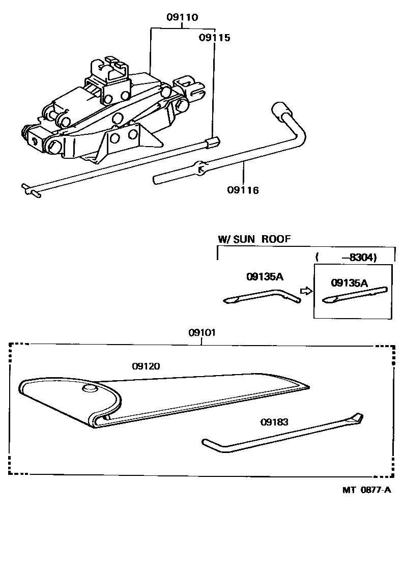 Toyota CAMRY Standard Tools EPC diagram — MT0877A