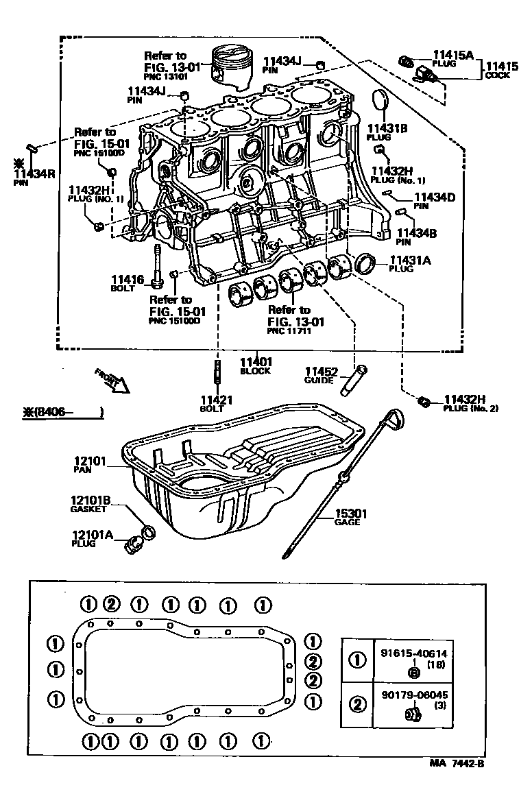 Toyota CAMRY Cylinder Block EPC diagram — MA7442B