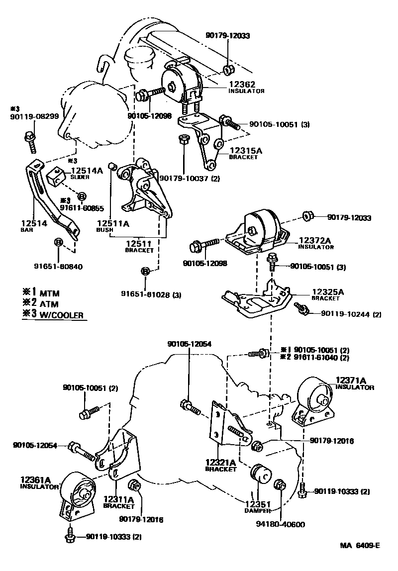 Toyota CAMRY Engine Mounting EPC diagram — MA6409E
