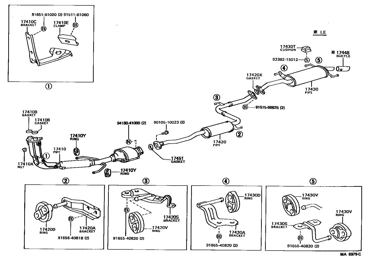 Toyota CAMRY Exhaust Pipe EPC diagram — MA6979C