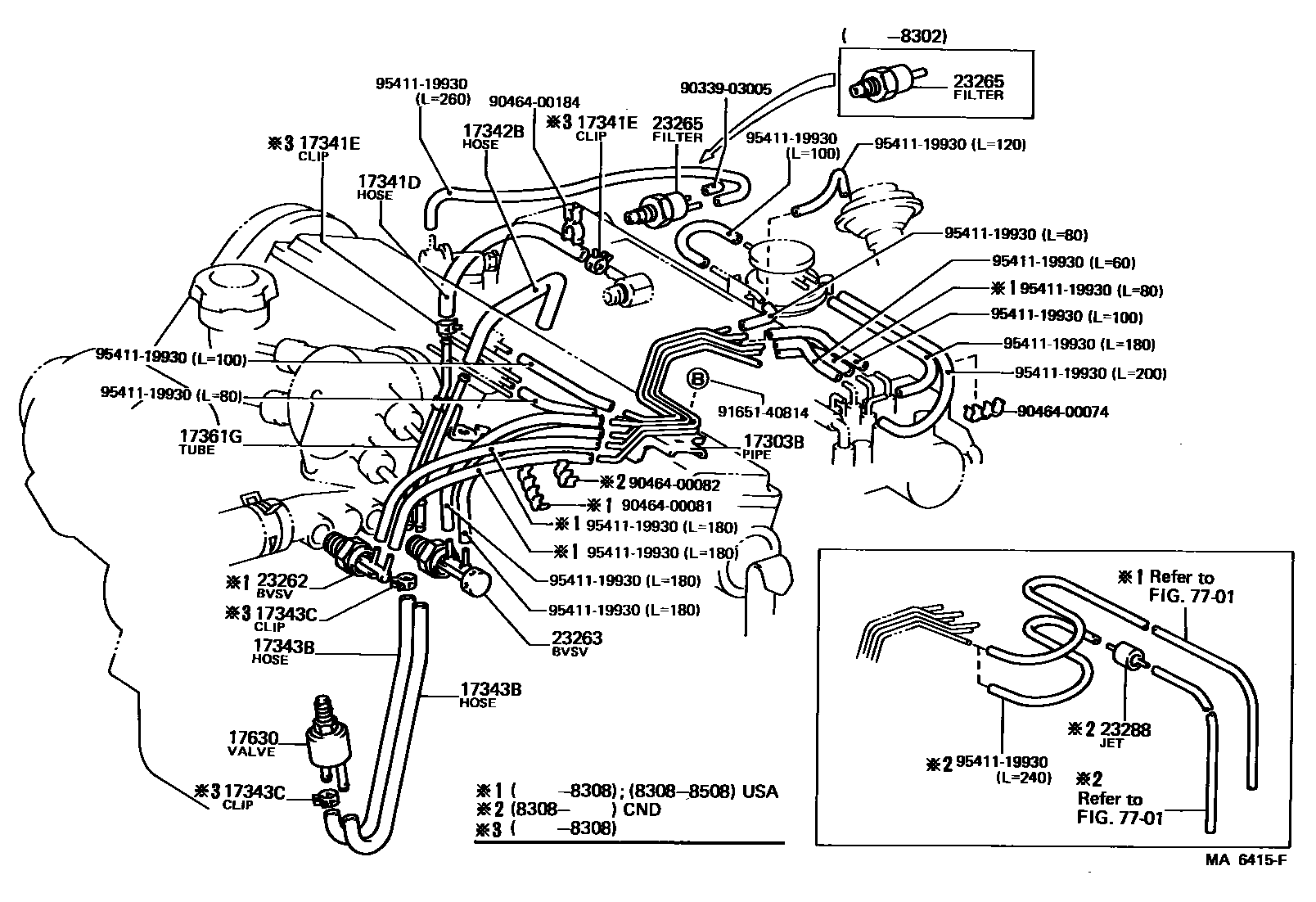 Toyota CAMRY vacuum tube EPC diagram — MA6415F