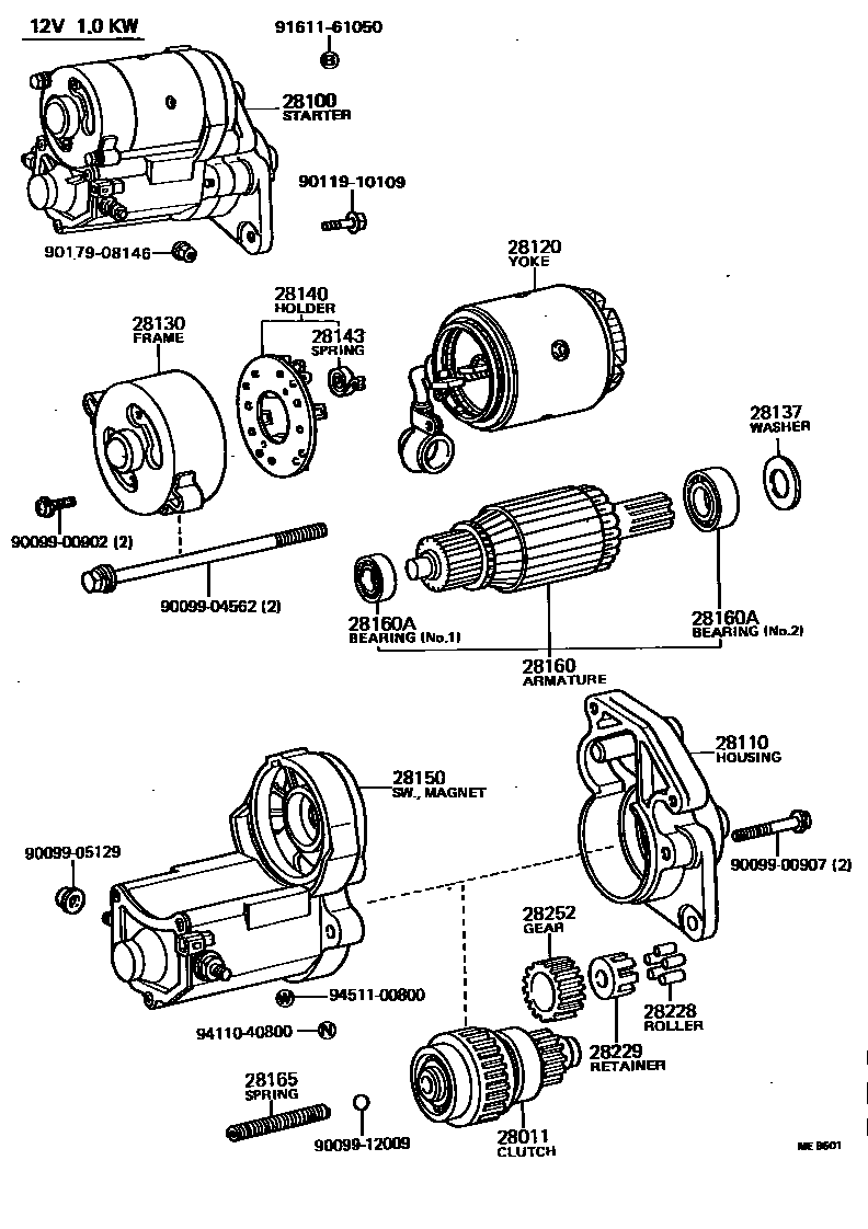 Toyota CAMRY 起动机 EPC diagram — MEB501