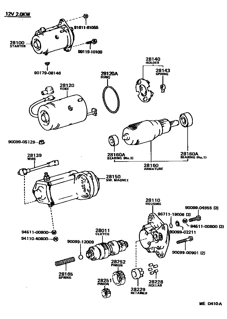 Toyota CAMRY 起动机 EPC diagram — MED410A