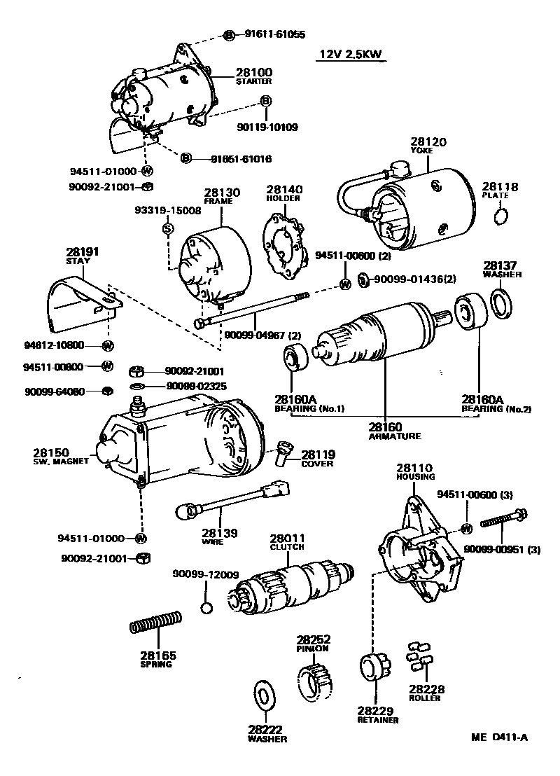 Toyota CAMRY 起动机 EPC diagram — MED411A
