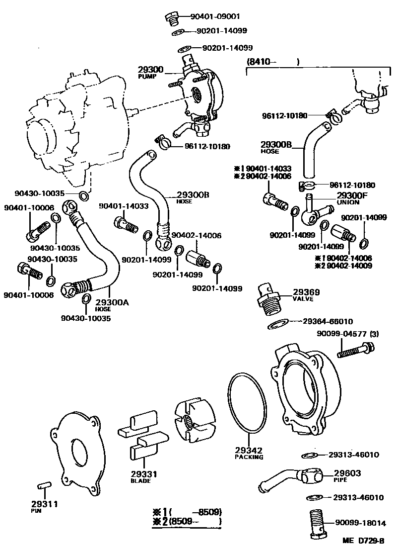 Toyota CAMRY 真空泵 EPC diagram — MED729B