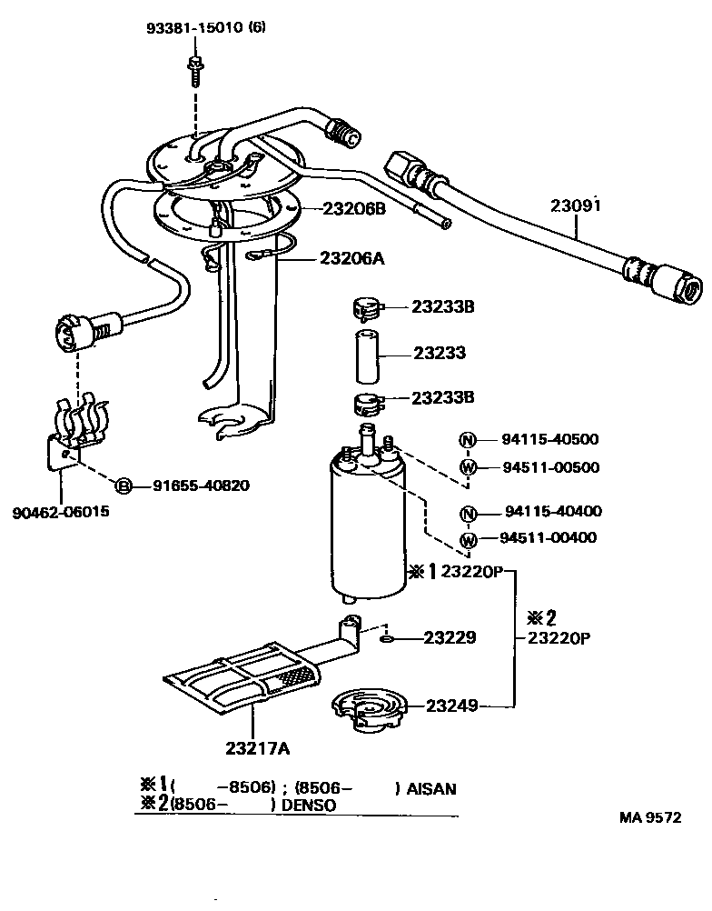 Toyota CAMRY 燃油喷射系统 EPC diagram — MA9572