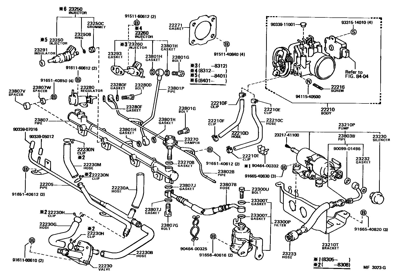 Toyota CAMRY 燃油喷射系统 EPC diagram — MF3023G