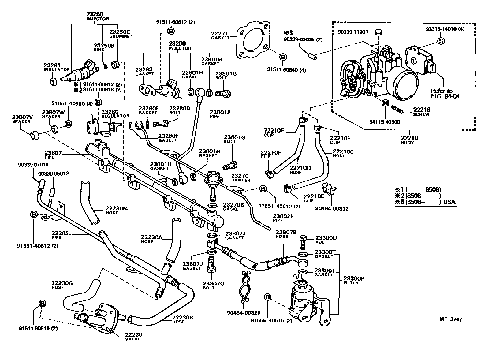 Toyota CAMRY 燃油喷射系统 EPC diagram — MF3747
