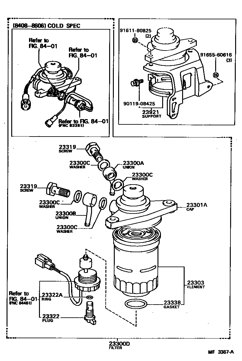 Toyota CAMRY fuel filter EPC diagram — MF3367A