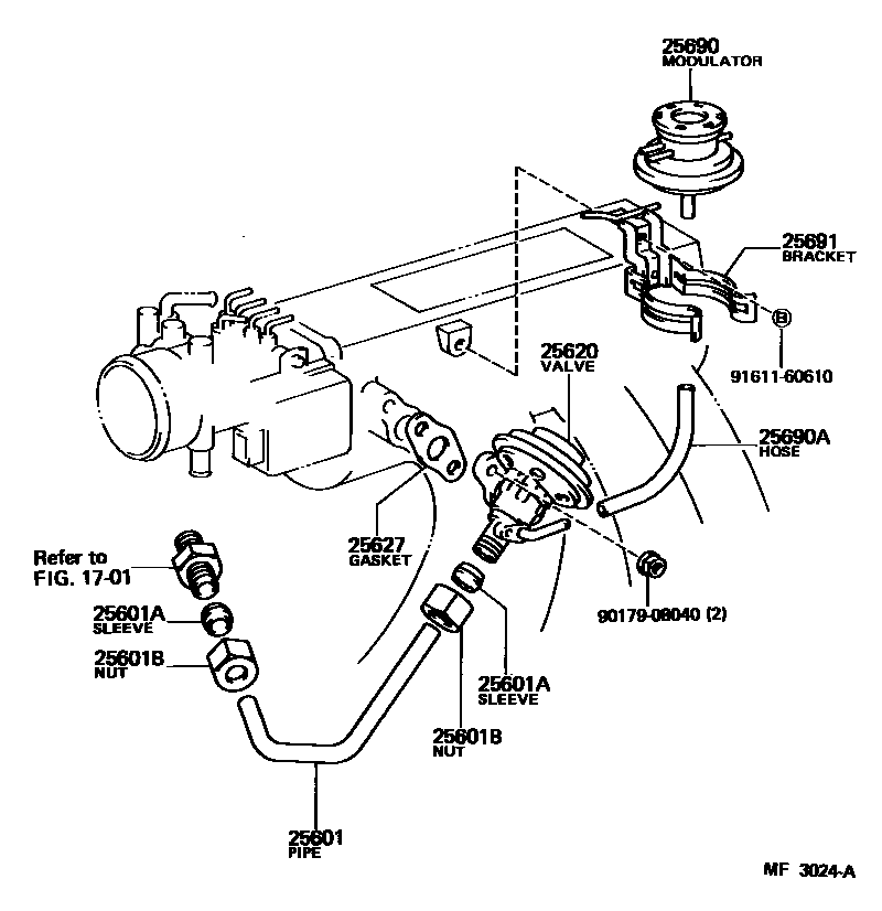 Toyota CAMRY 废气再循环系统 EPC diagram — MF3024A