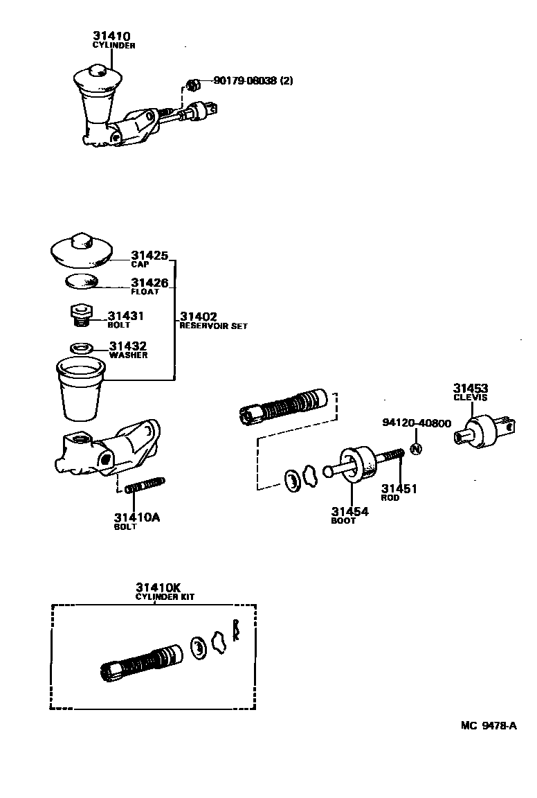Toyota CAMRY 离合器总泵 EPC diagram — MC9478A