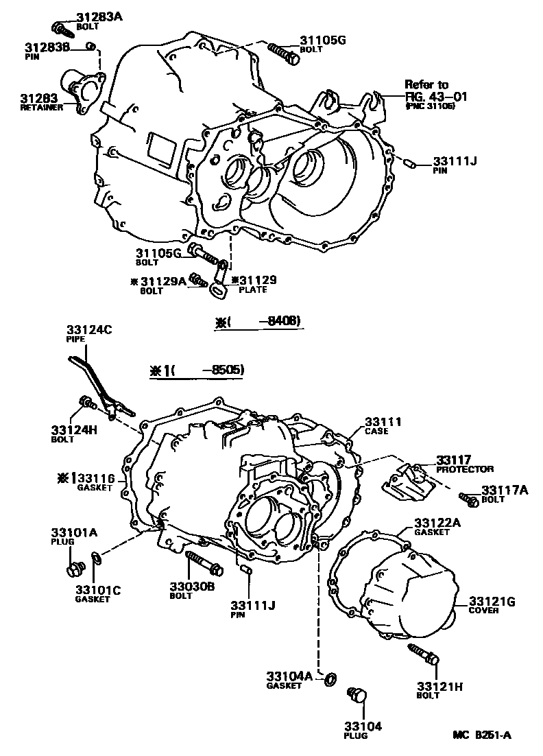Toyota CAMRY 离合器壳和变速器壳(MTM) EPC diagram — MCB251A
