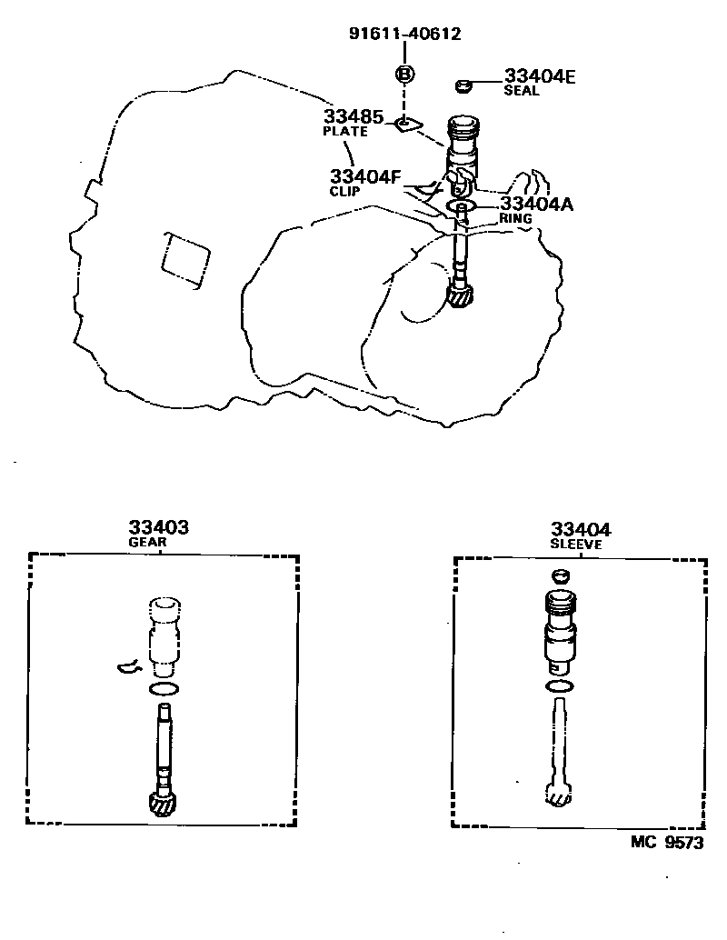 Toyota CAMRY 速度表从动齿轮(MTM) EPC diagram — MC9573