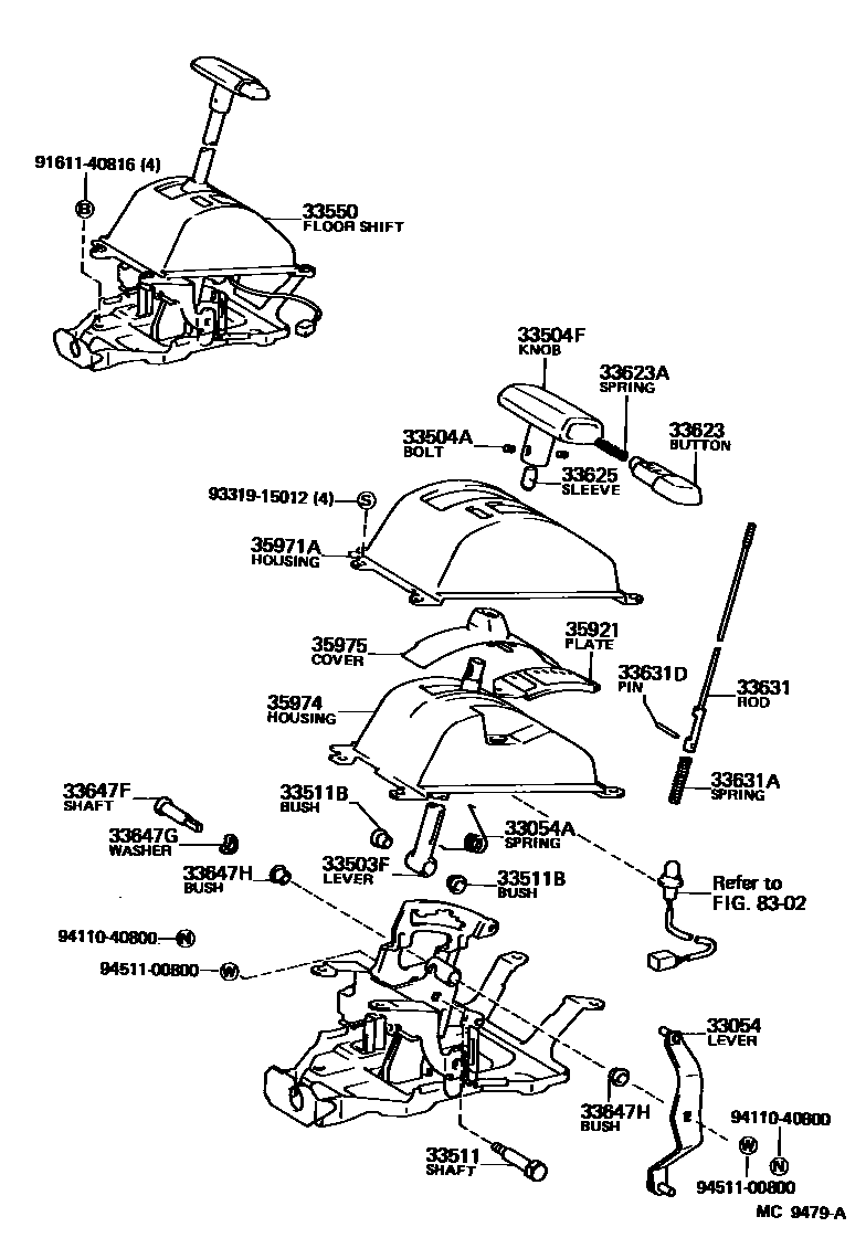 Toyota CAMRY Shift Lever & Retainer EPC diagram — MC9479A