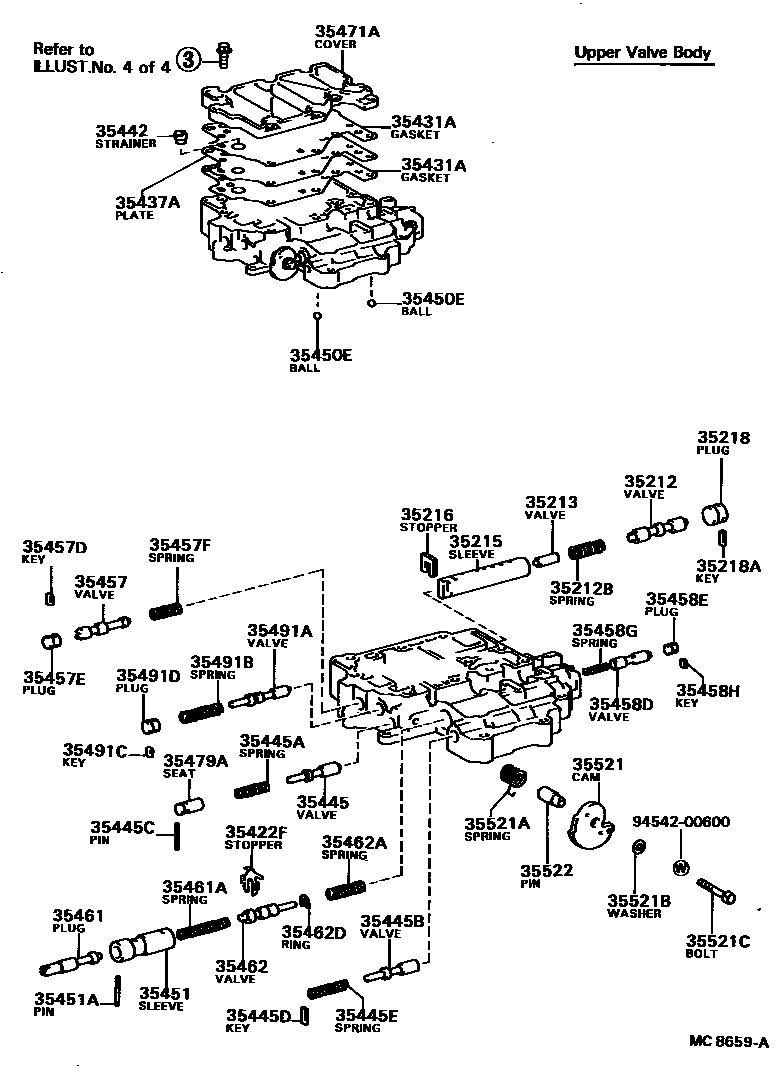 Toyota CAMRY 阀体和滤油网(ATM) EPC diagram — MC8659A