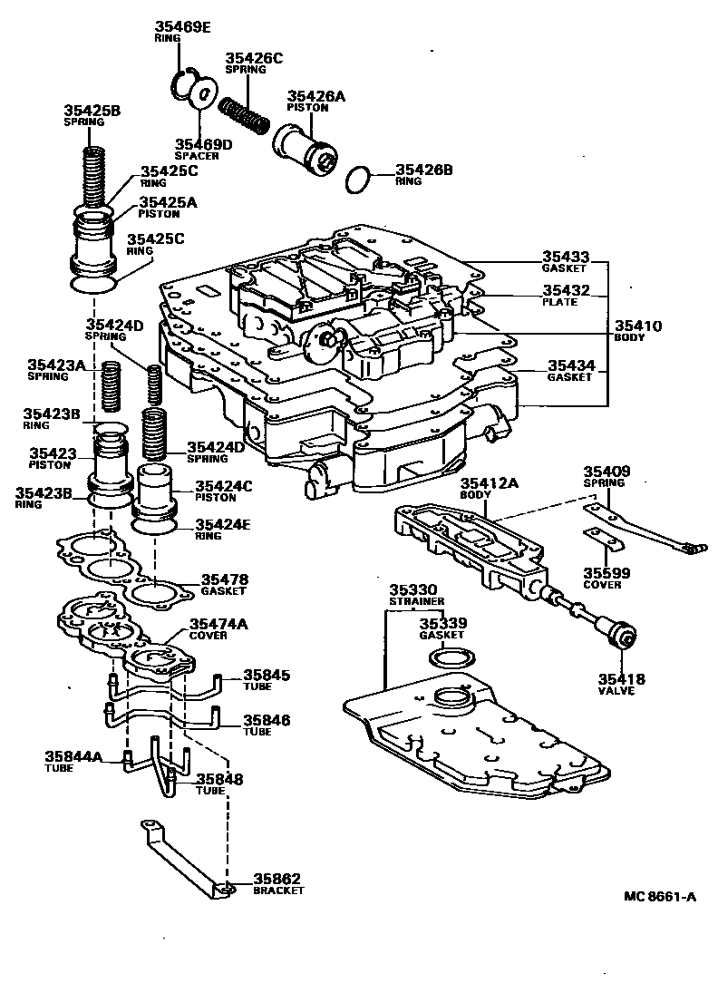 Toyota CAMRY 阀体和滤油网(ATM) EPC diagram — MC8661A