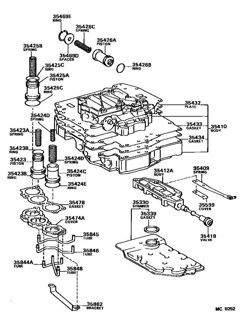 Toyota CAMRY 阀体和滤油网(ATM) EPC diagram — MCB252