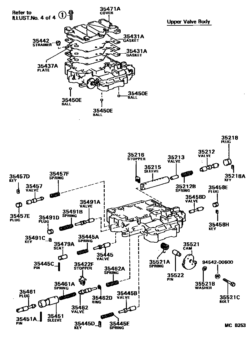 Toyota CAMRY 阀体和滤油网(ATM) EPC diagram — MCB253