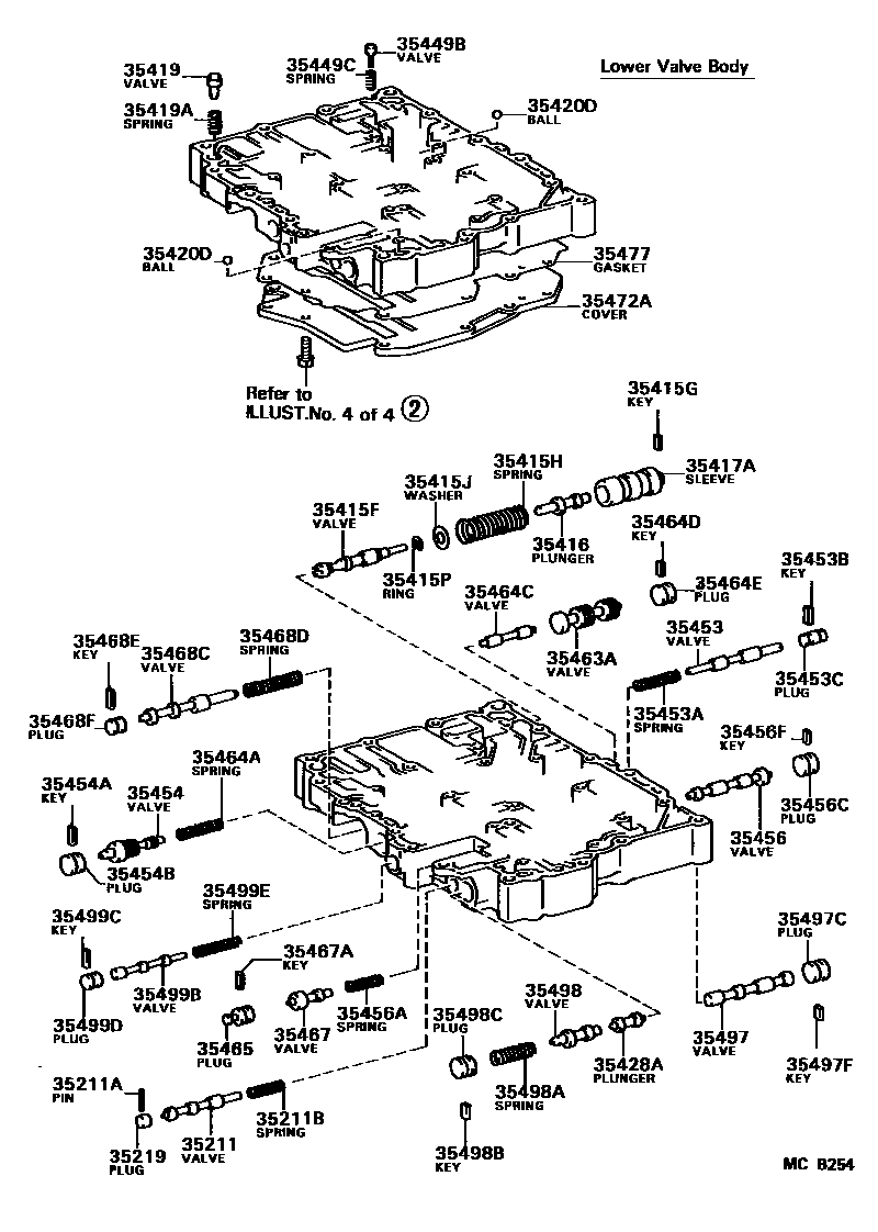 Toyota CAMRY 阀体和滤油网(ATM) EPC diagram — MCB254
