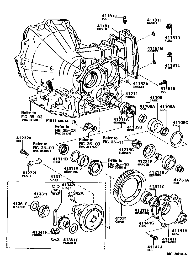 Toyota CAMRY 前桥壳和差速器 EPC diagram — MCA614A