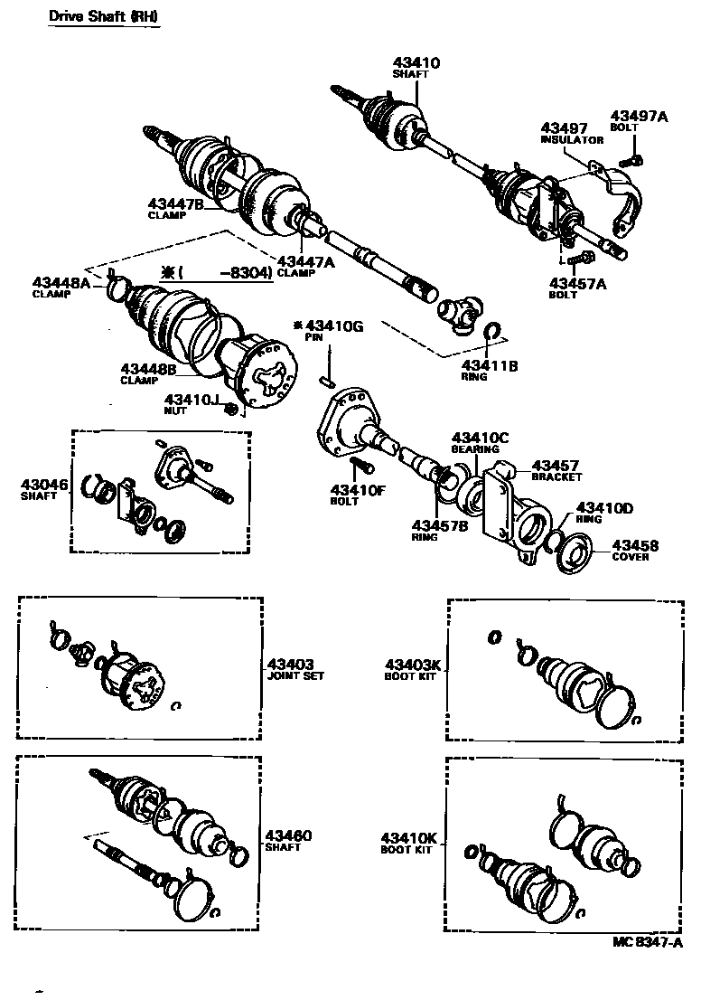 Toyota CAMRY Front Drive Shaft EPC diagram — MC8347A