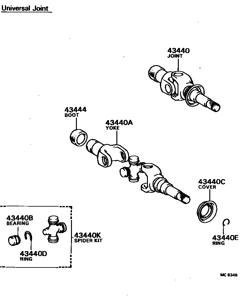 Toyota CAMRY Front Drive Shaft EPC diagram — MC8348