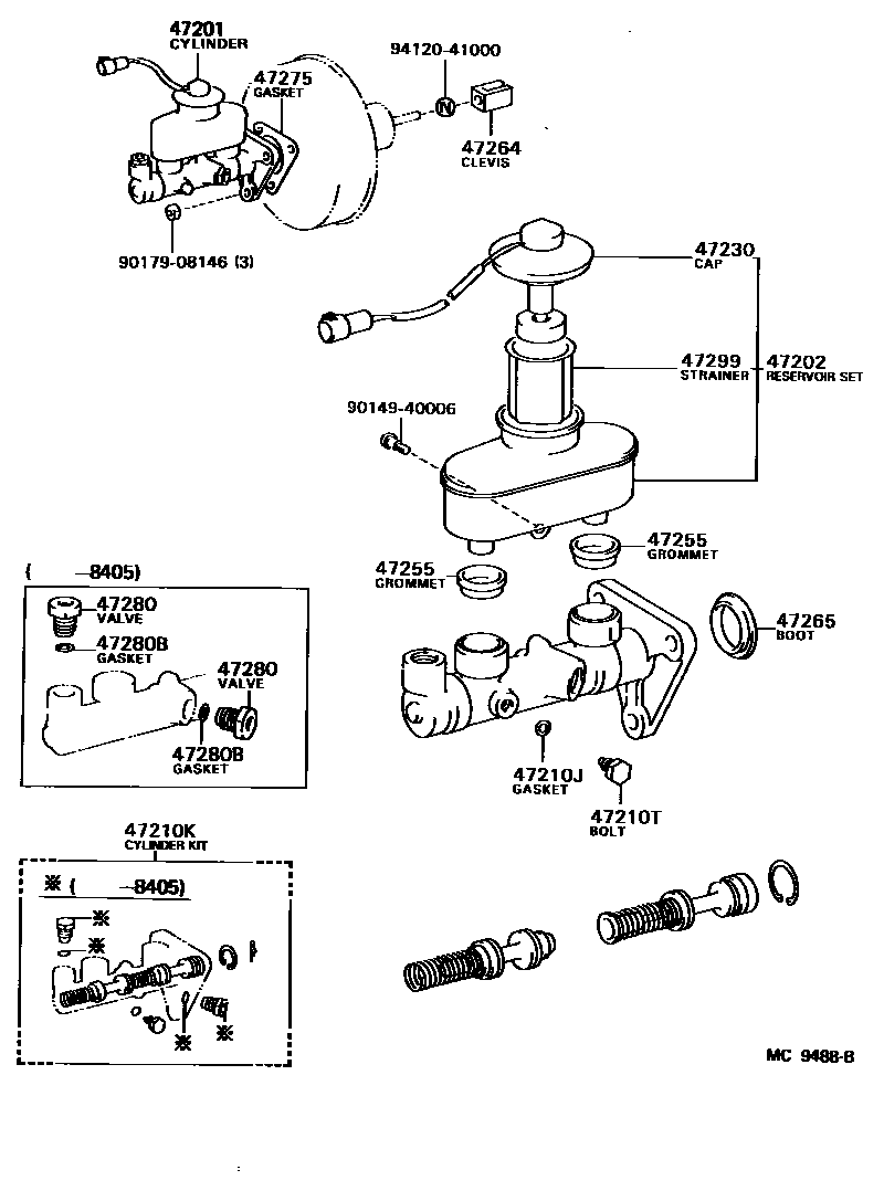 Toyota CAMRY 制动总泵 EPC diagram — MC9488B