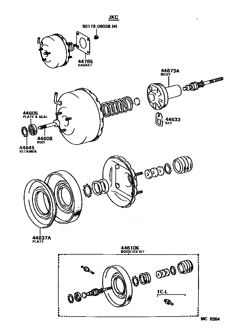 Toyota CAMRY 制动助力器和真空管 EPC diagram — MCB264