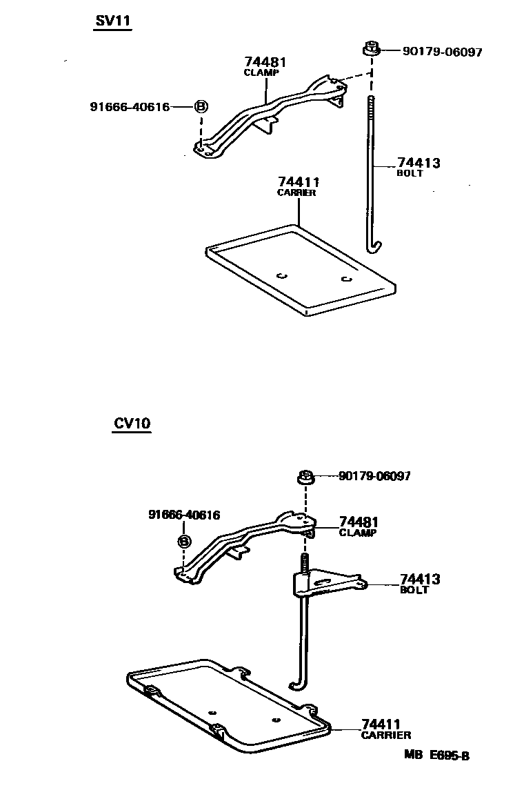 Toyota CAMRY battery holder EPC diagram — MBE695B