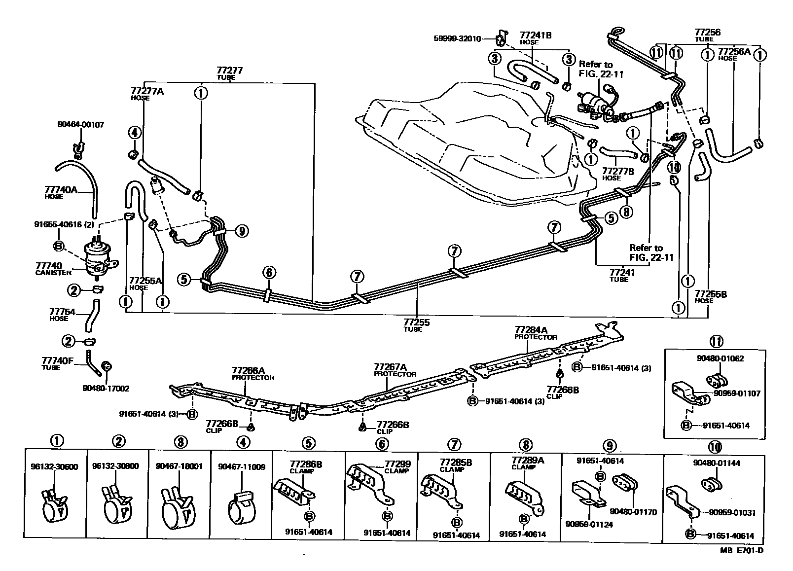 Toyota CAMRY 燃油箱和燃油管 EPC diagram — MBE701D