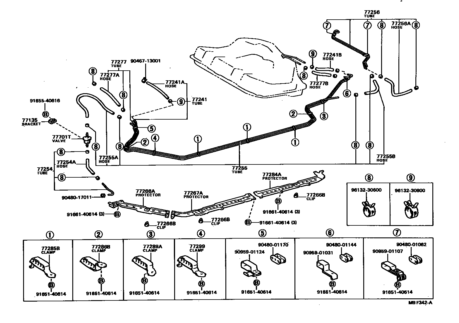 Toyota CAMRY 燃油箱和燃油管 EPC diagram — MBF342A