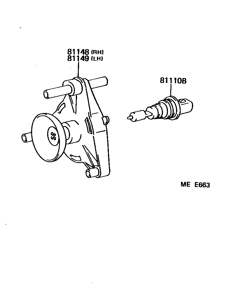 Toyota CAMRY Headlamp EPC diagram — MEE663