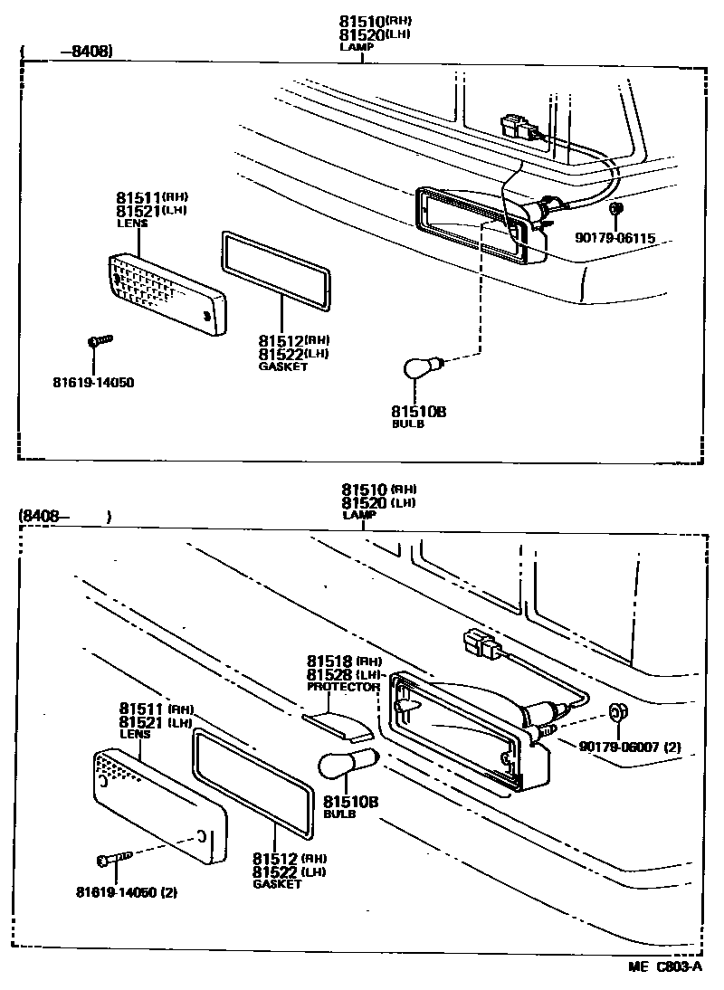 Toyota CAMRY 前转向灯 EPC diagram — MEC803A