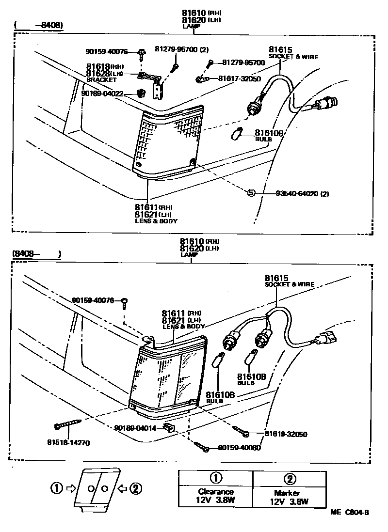 Toyota CAMRY 前示宽灯 EPC diagram — MEC804B