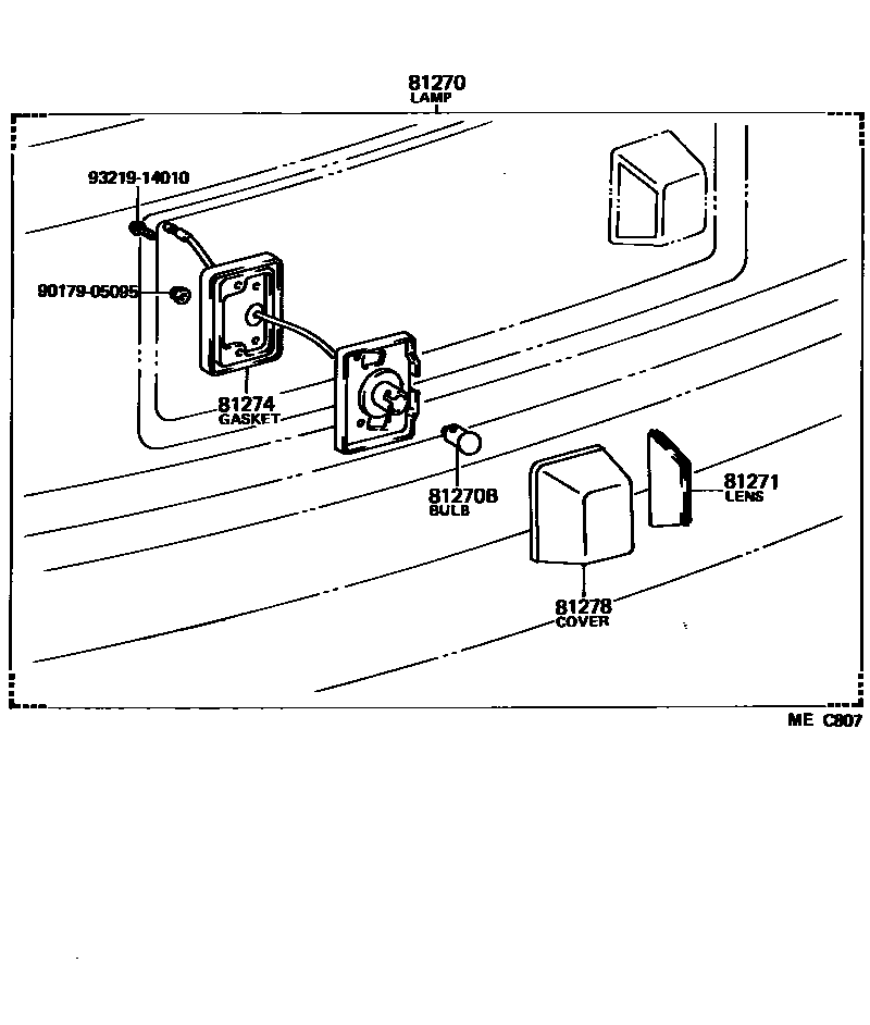 Toyota CAMRY 后牌照灯 EPC diagram — MEC807