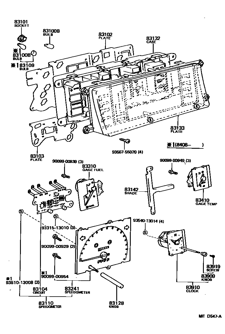 Toyota CAMRY 仪表 EPC diagram — MED547A