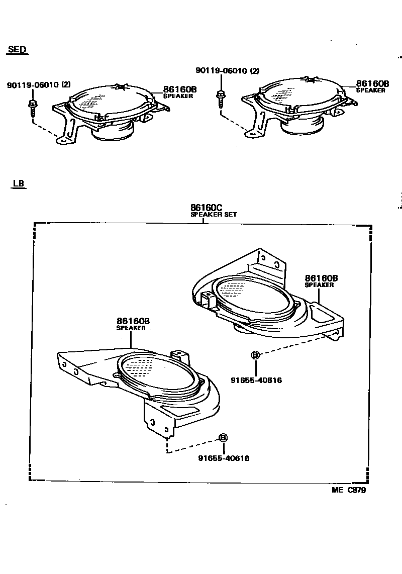 Toyota CAMRY 扬声器 EPC diagram — MEC879