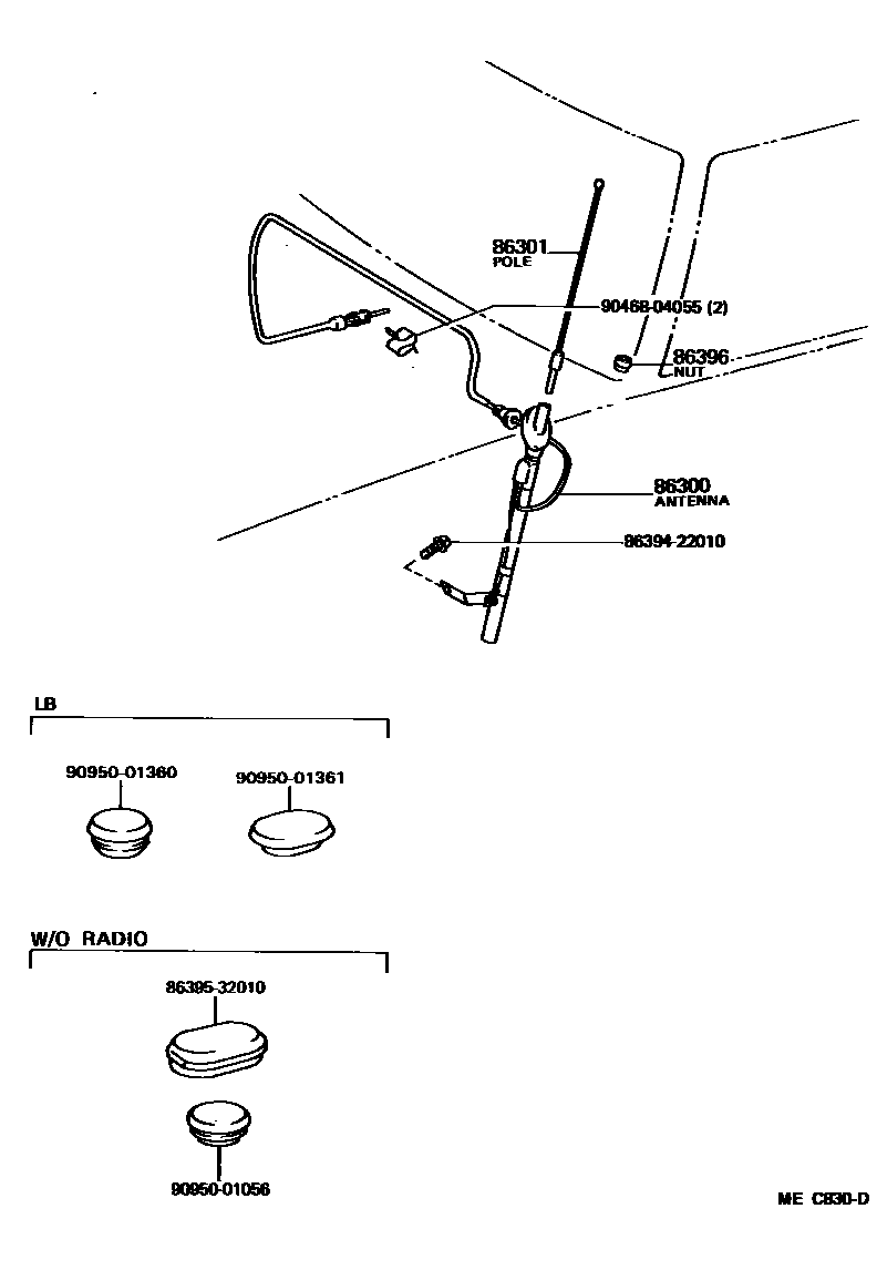 Toyota CAMRY antenna EPC diagram — MEC830D