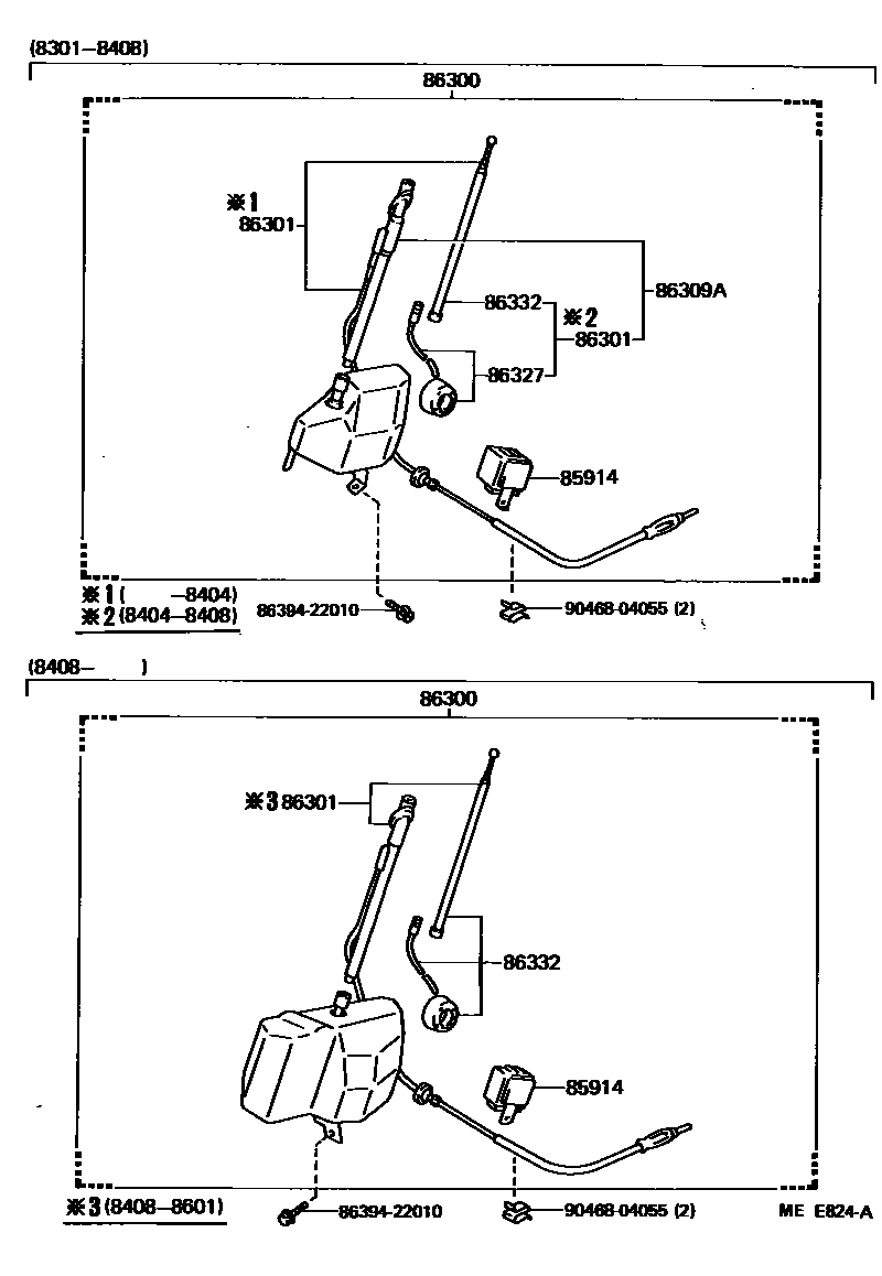 Toyota CAMRY antenna EPC diagram — MEE824A