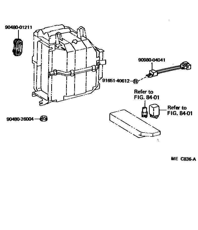 Toyota CAMRY 暖风和空调系统 - 冷却器组件 EPC diagram — MEC836A