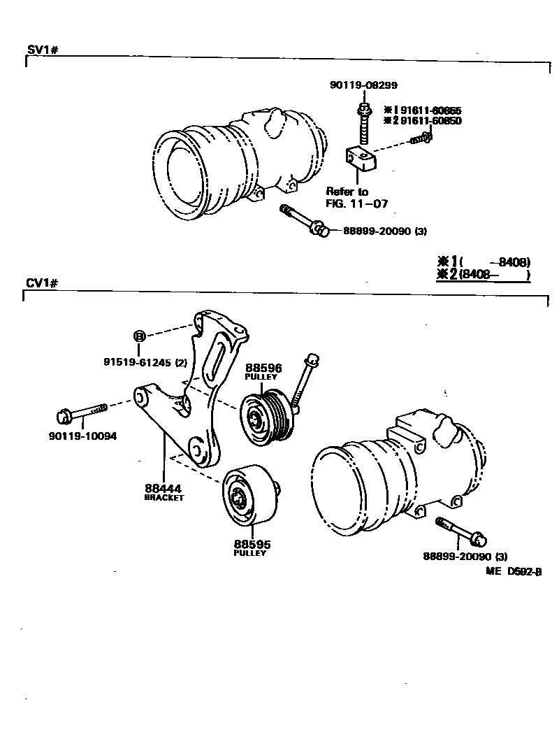 Toyota CAMRY Heating & Air Conditioning - Compressor EPC diagram — MED592B