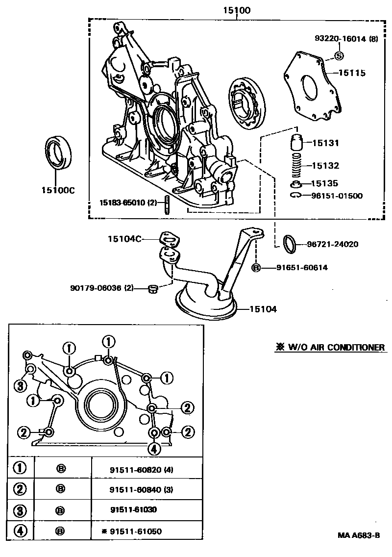 Toyota CAMRY Engine Oil Pump EPC diagram — MAA683B