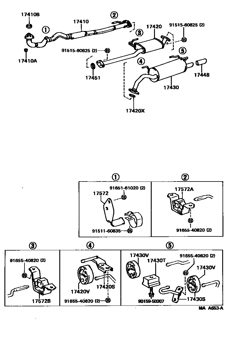 Toyota CAMRY Exhaust Pipe EPC diagram — MAA653A