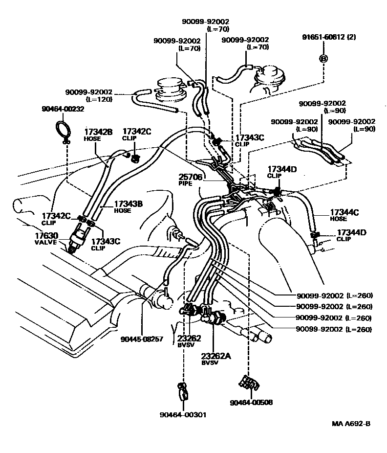 Toyota CAMRY vacuum tube EPC diagram — MAA692B