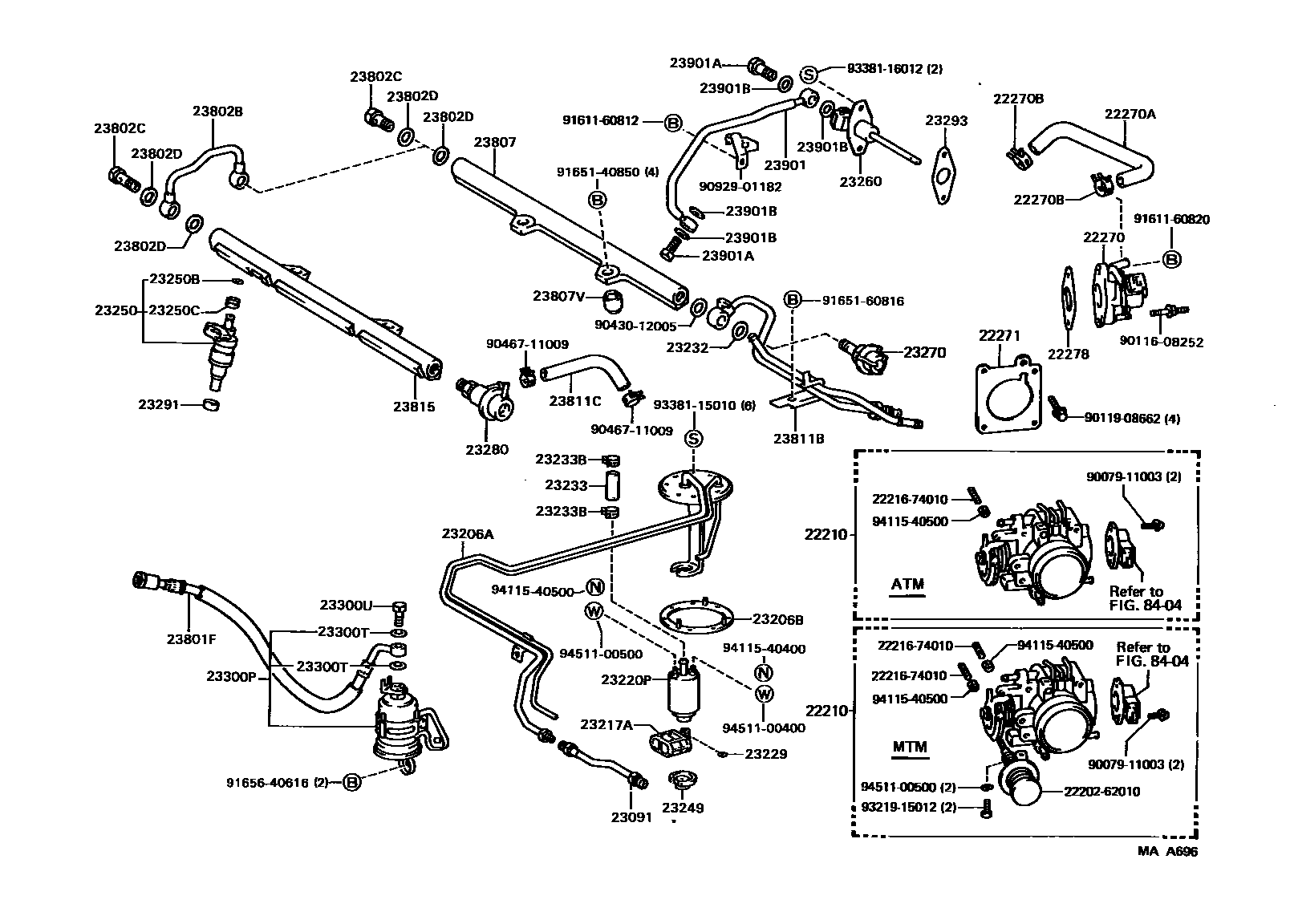 Toyota CAMRY 燃油喷射系统 EPC diagram — MAA696