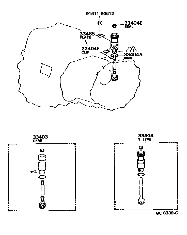 Toyota CAMRY 速度表从动齿轮(MTM) EPC diagram — MC8339C