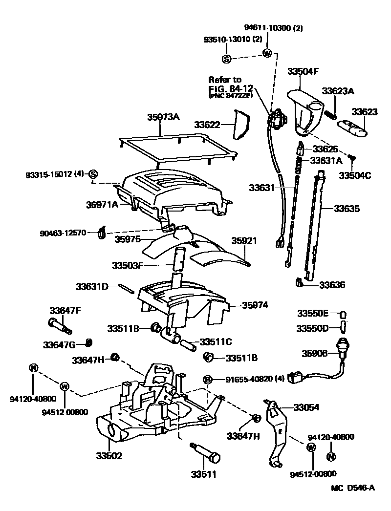 Toyota CAMRY Shift Lever & Retainer EPC diagram — MCD546A