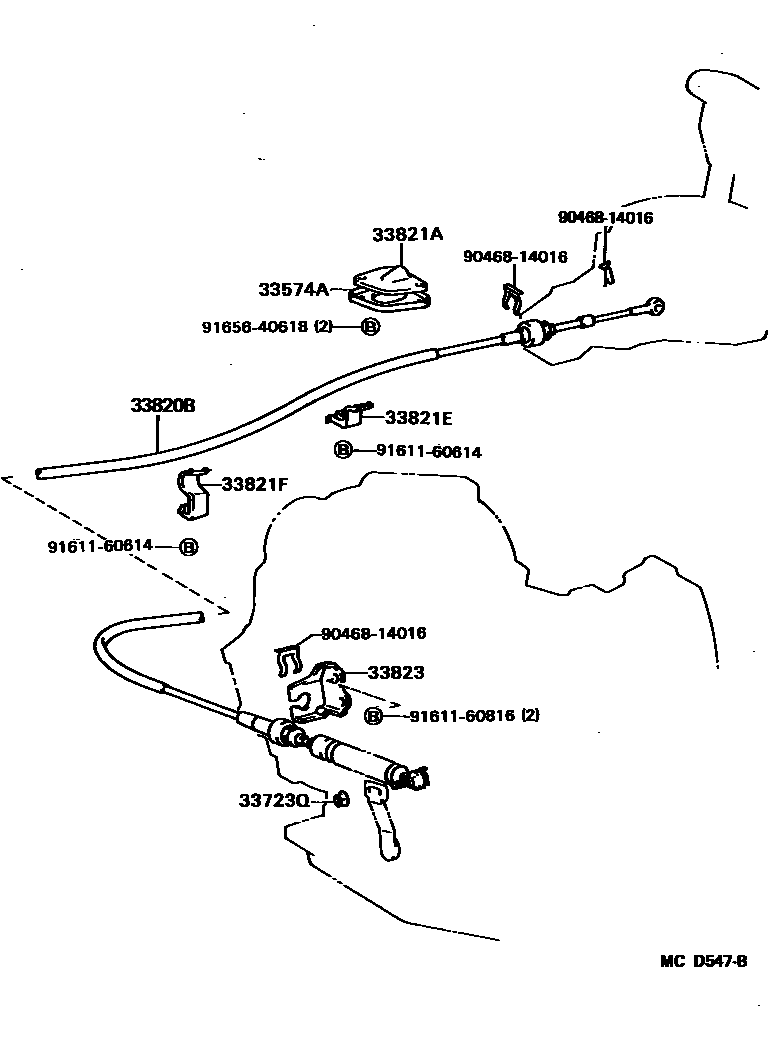 Toyota CAMRY Shift Lever & Retainer EPC diagram — MCD547B
